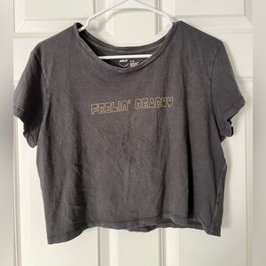 Aerie Black Washed Cropped Baby Tee - Size XL